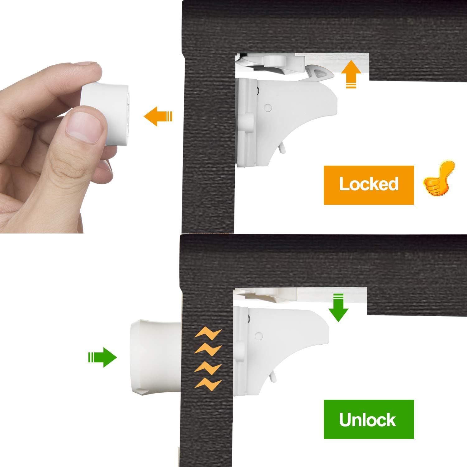2 Pack Vmaisi Magnetic Cabinet Locks Keys - Extra Stronger Baby Proofing Magnet Drawer Replacement Keys (2) - Image 2