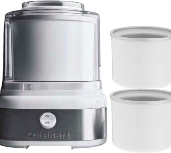 Cuisinart Ice 22 Ice Cream Maker with Two Insulated Freezer Bowls and Recipe Book