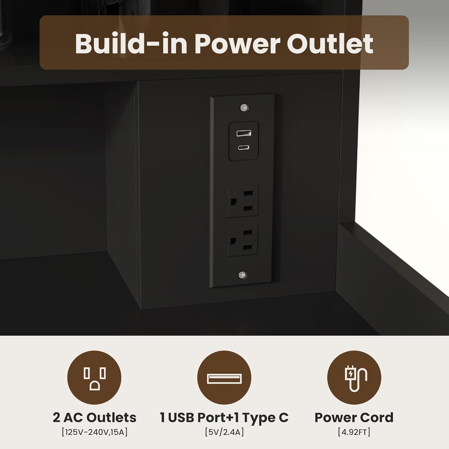 Upgraded 2-Tier Washer and Dryer Countertop with Power Outlet,54" W x 27.6" D Large Laundry Countertop for Fold Clothes, Laundry Topper with Non-Slip Pads & Metal Hooks and Storage Basket - Image 5