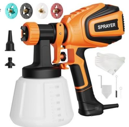 Paint Sprayer-700W HVLP Electric Spray Paint Gun with Adjustable Spray Width, 4 Nozzles & 3 Patterns, 40 Fl Oz Container, Easy to Clean, for House Painting, Furniture, Cabinets, Walls, Fence, Etc.