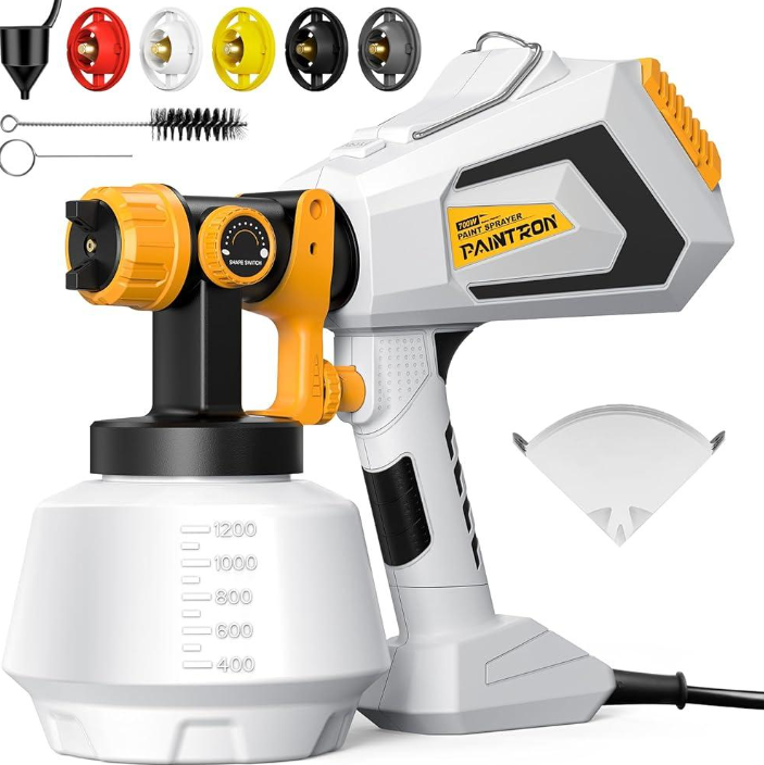 Paint Sprayer-700W HVLP Electric Spray Paint Gun with Adjustable Spray Width, 4 Nozzles & 3 Patterns, 40 Fl Oz Container, Easy to Clean, for House Painting, Furniture, Cabinets, Walls, Fence, Etc. - Image 3