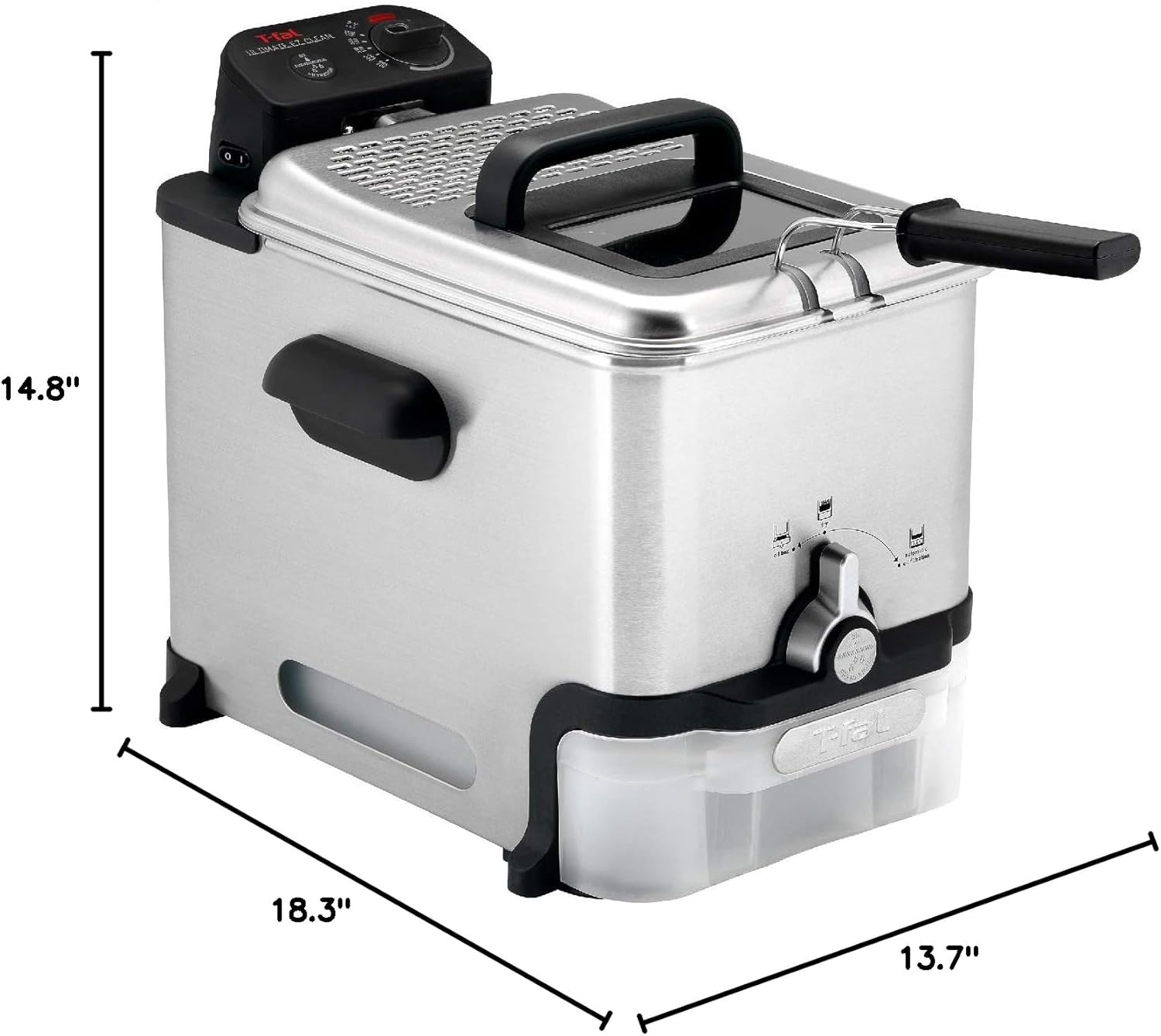 T-fal 3.5L Stainless Steel Deep Fryer with Basket for Home Use, 1700W, Deep Fryer with Oil Filtration, Temp Control, Digital Timer - Image 3
