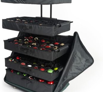 Telescoping Christmas Ornament Storage Box with Dividers – Ornament Keeper (Holds 140 Ornaments up to 4-6 Inches Tall by Nearly Any Width and Length) | Removable Trays with Moving Separators