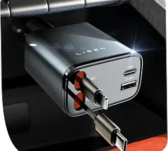 LISEN Retractable Car Charger for iPhone 17, 69W USB C Car Accessories Adapter USB C Charger Fast Charging, Gifts for Women Men, Travel Essentials, for iPhone 17 Pro Max Air 16 15 14 13 12 Samsung S25