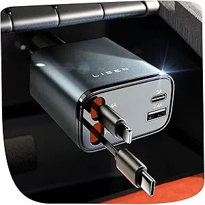 LISEN Retractable Car Charger for iPhone 17, 69W USB C Car Accessories Adapter USB C Charger Fast Charging, Gifts for Women Men, Travel Essentials, for iPhone 17 Pro Max Air 16 15 14 13 12 Samsung S25