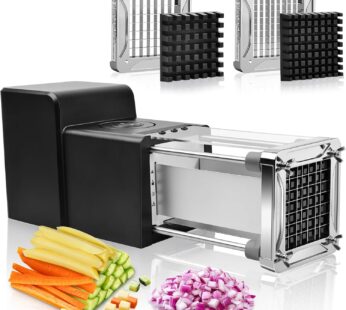 Electric French Fry Cutter, Sopito Stainless Steel Potato Cutter with 1/2-Inch Blade & 3/8-Inch Blade Perfect for Potatoes Carrots Cucumbers