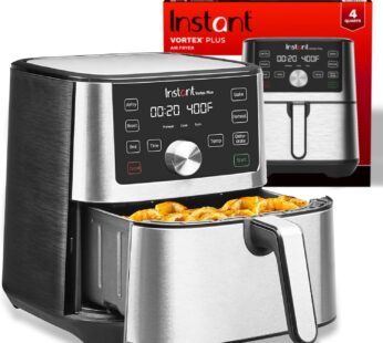 Instant Pot 4QT Vortex Plus 6-in-1 Mini Air Fryer, Custom Program Options, Crisps, Broils, Roasts, Dehydrates, Bakes, Reheats, 100+ In-App Recipes, Stainless Steel,4 Quarts