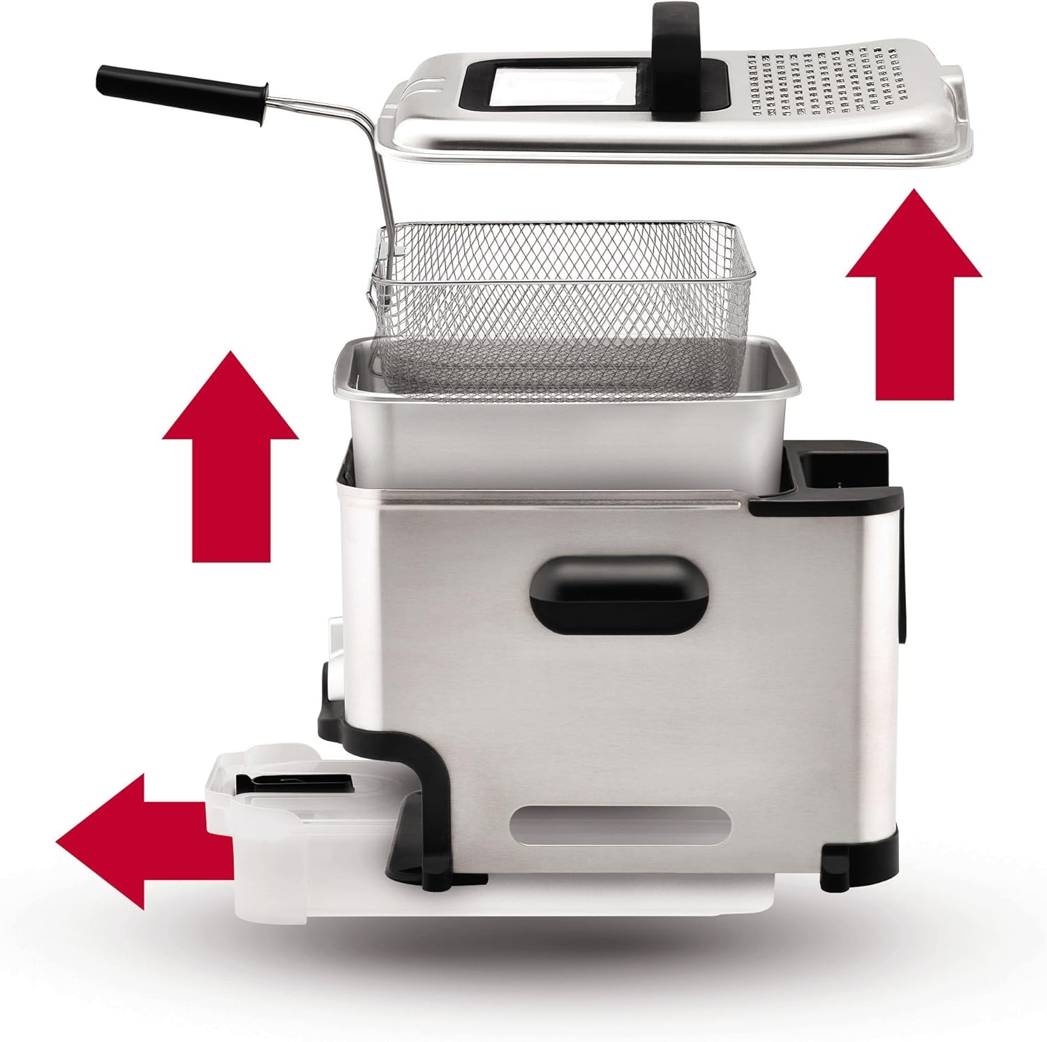 T-fal 3.5L Stainless Steel Deep Fryer with Basket for Home Use, 1700W, Deep Fryer with Oil Filtration, Temp Control, Digital Timer - Image 9