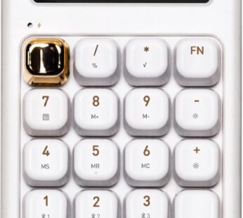 AZIO IZO Wireless Mechanical Calculator & Number Pad (White/Gold) – Bluetooth 5.0 & USB, Gateron-Blue Mechanical Switch, 9 Backlight Modes, Rechargeable, PC & Mac Compatible, White Blossom (IN103)