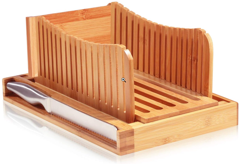 Bread Slicer for Homemade Bread - Adjustable Bamboo Bread Cutter with Knife, Foldable Slicing Guide & Crumb Tray - Bread Loaf Slicer for Sourdough, Cakes, Bagels, Loaves - Kitchen Baking Tool & Gift - Image 10