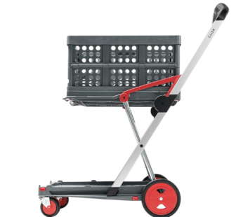 CLAX® The Original | Made in Germany | Multi use Functional Collapsible Carts | Mobile Folding Trolley | Shopping Cart with Storage Crate (Red)