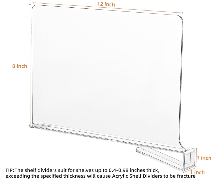 CY craft Acrylic Shelf Dividers for Closets,Wood Shelf Dividers, 4 PCS Clear Shelf Separators,Perfect for Clothes Organizer and Bedroom Kitchen Cabinets Shelf Storage and Organization - Image 4