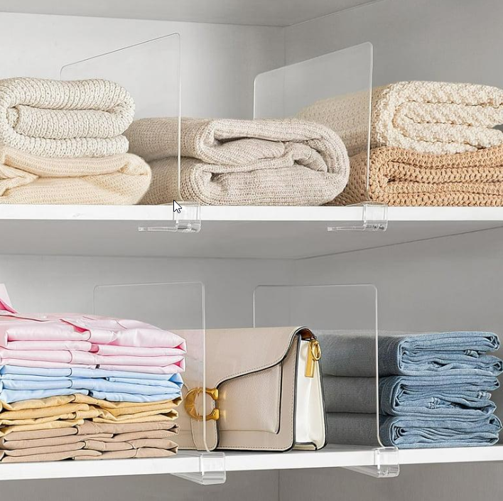 CY craft Acrylic Shelf Dividers for Closets,Wood Shelf Dividers, 4 PCS Clear Shelf Separators,Perfect for Clothes Organizer and Bedroom Kitchen Cabinets Shelf Storage and Organization - Image 8