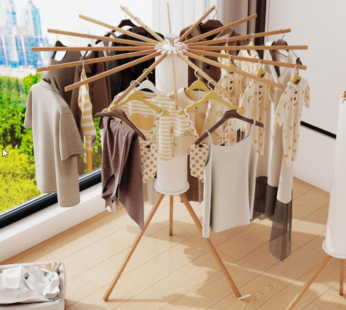 Clothes Drying Rack Tripod,Drying Rack Clothing,Laundry Drying Rack,Floor Standing,16 Wooden Poles,Collapsible Drying Racks for Laundry,Retractable,Foldable,Folding