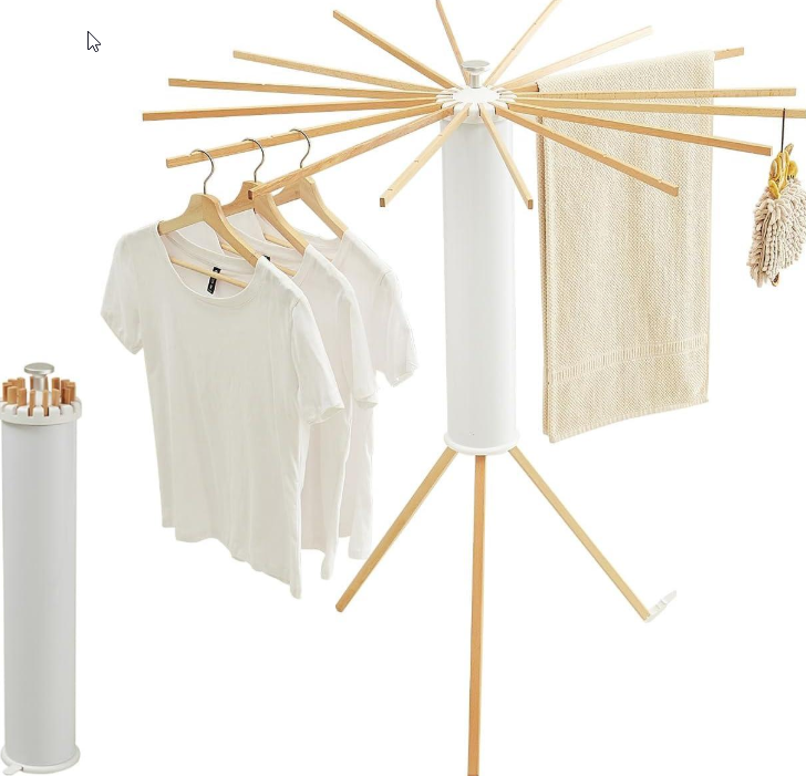 Clothes Drying Rack Tripod,Drying Rack Clothing,Laundry Drying Rack,Floor Standing,16 Wooden Poles,Collapsible Drying Racks for Laundry,Retractable,Foldable,Folding - Image 3