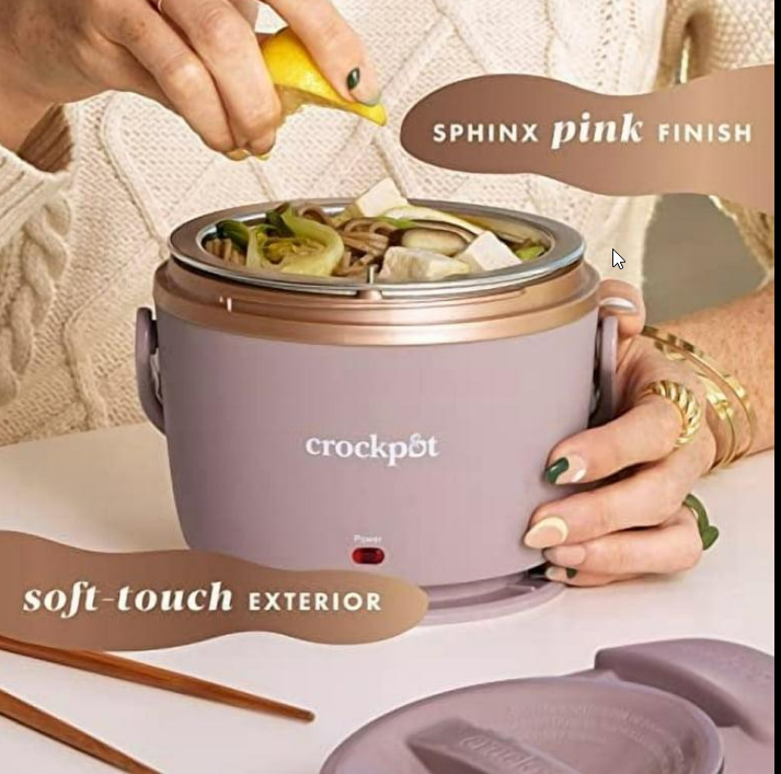 Crock-Pot 20-Ounce Electric Lunch Box, Portable Food Warmer, Blush Pink | Perfect for Travel, Car, On-the-Go | Spill-Free, Dishwasher-Safe