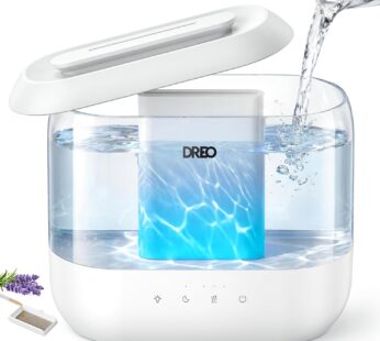Dreo Humidifiers for Bedroom, 4L Top Fill for Large Room, 36H Runtime, 28 dB Quiet Supersized Cool Mist Air Humidifier for Baby Nursery, Plants, Indoor, Night Light, Easy to Clean & Fill