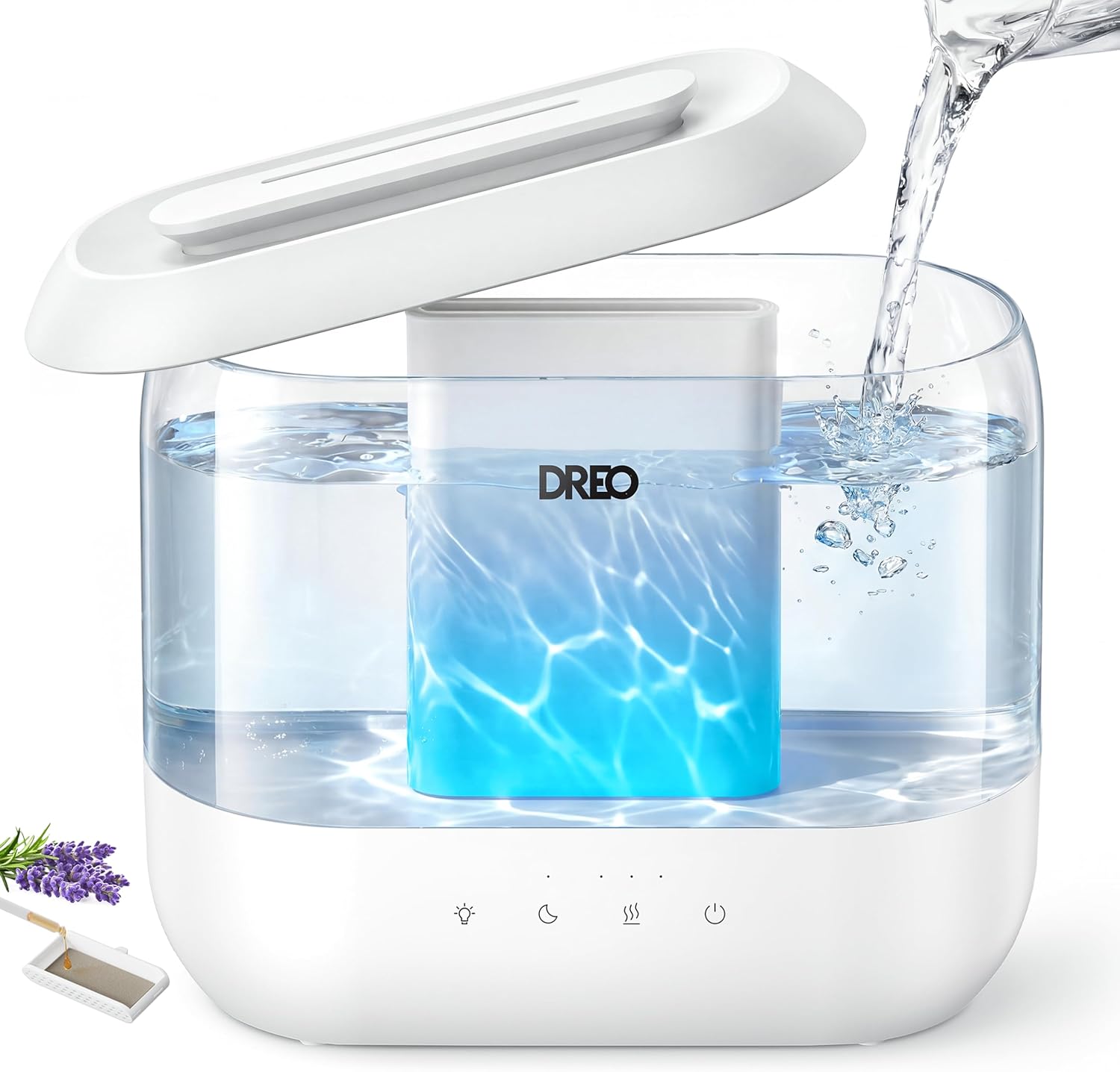 Dreo Humidifiers for Bedroom, 4L Top Fill for Large Room, 36H Runtime, 28 dB Quiet Supersized Cool Mist Air Humidifier for Baby Nursery, Plants, Indoor, Night Light, Easy to Clean & Fill