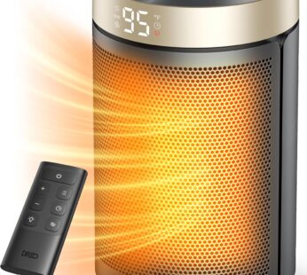 Dreo Space Heater, Portable Electric Heaters for Indoor Use with Thermostat and Remote, 2024 Upgraded, Digital Display, 12H Timer, 5 Mode, 1500W PTC Ceramic Fast Safety Heat for Office Bedroom Home