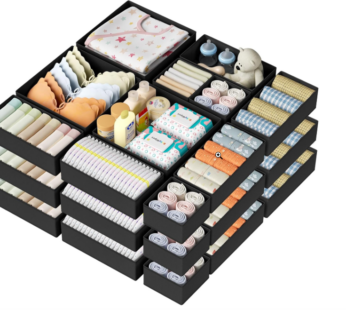 DIMJ Drawer Organizer Clothes Storage – 24 Pack Baby Dresser Organizer for Nursery, Foldable Closet Drawer Organizer Bins for Bedroom Organization, Fabric Storage Dividers for Socks, Underwears, Bras