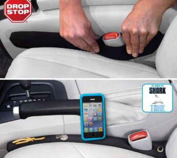 Drop Stop – The Original Patented Car Seat Gap Filler (As Seen On Shark Tank) – Between Seats Console Organizer, Set of 2 and Slide Free Pad and Light