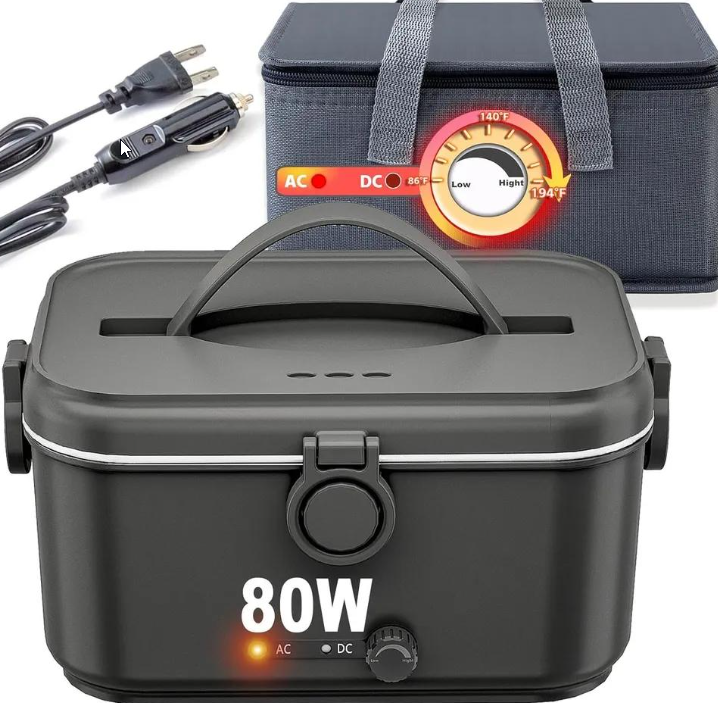 Electric Lunch Box for Adults, 80W Heated Lunch Box 1.5L Stainless Steel Portable Food Warmer, 12/24/110V Lonchera Electrica Portatil for Travel & Work, Loncheras para Hombres de Trabajo - Image 3