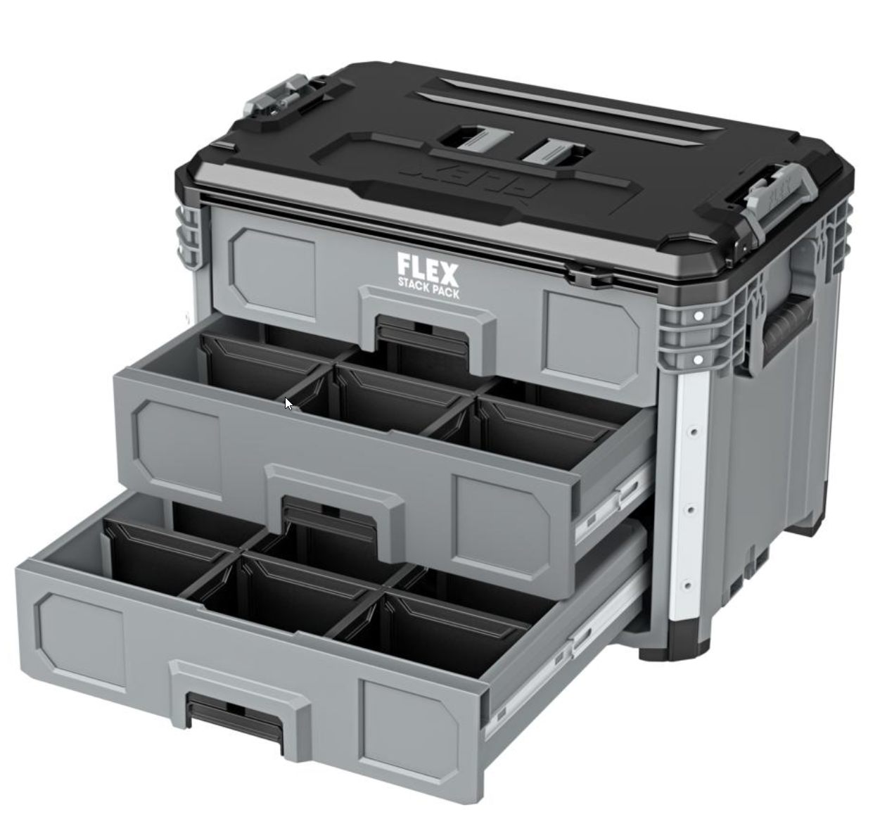 FLEX STACK PACK Storage System 3-Drawer Tool Box - FS1105, Grey/Black - Image 3