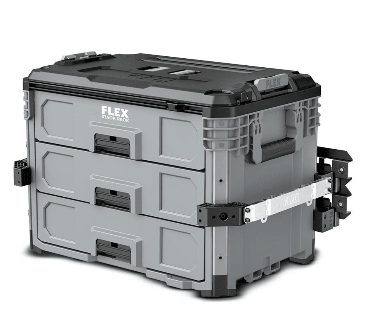 FLEX STACK PACK Storage System 3-Drawer Tool Box - FS1105, Grey/Black - Image 2