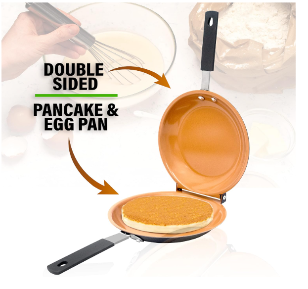 Gotham Steel Double Sided Pan, The Perfect Pancake Maker – Ceramic Nonstick Copper Easy to Flip Pancake Griddle for Fluffy Pancakes, Omelette Maker, Frittata Maker & More! Dishwasher Safe - Image 4
