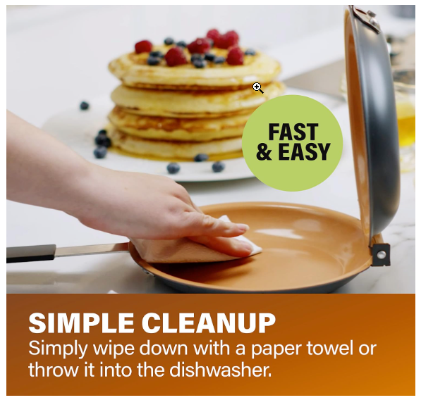 Gotham Steel Double Sided Pan, The Perfect Pancake Maker – Ceramic Nonstick Copper Easy to Flip Pancake Griddle for Fluffy Pancakes, Omelette Maker, Frittata Maker & More! Dishwasher Safe - Image 8