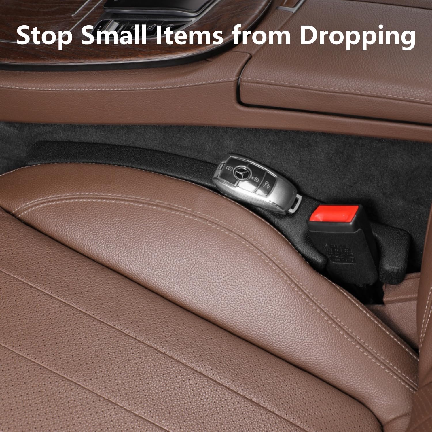 Car Seat Gap Filler 2 Pack, Universal Fit PU Leather Car Seat Gap Plug to Fill The Gap Between Seat and Console, Car Seat Crevice Blocker Stop Things from Dropping - Image 4