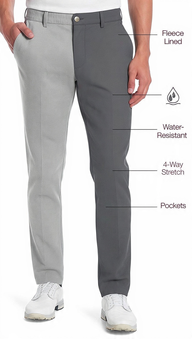 TACVASEN Winter Golf Pants for Men Fleece Lined Work Business Casual Dress Slacks Water Resistant Stretch Warm Trousers - Image 4