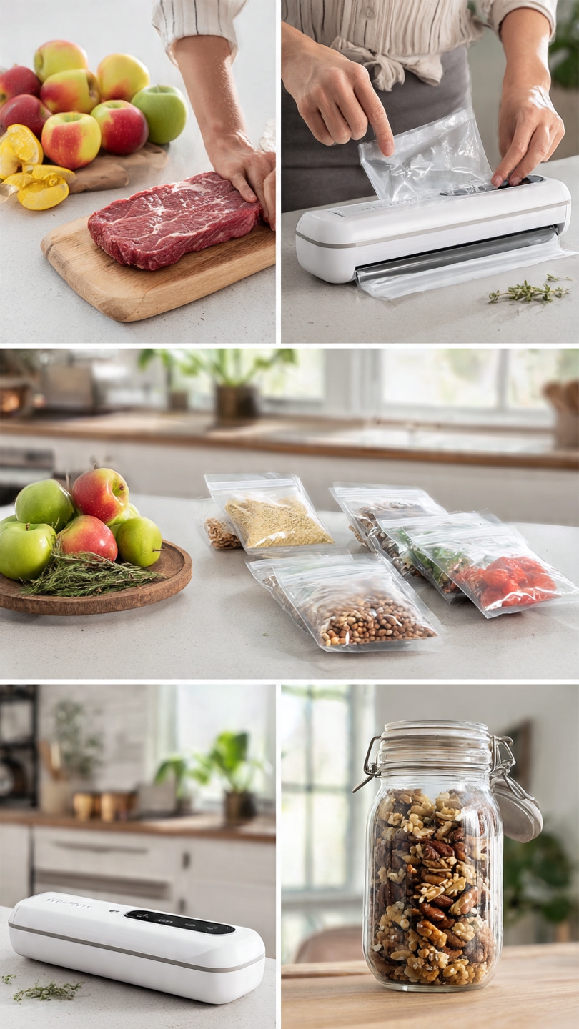 Chef Preserve Compact Vacuum Sealer for Food (Vacuum Sealer Machine + 30 Reusable Vacuum Bags) Powerful Handheld Vacuum Sealer Machine, Seal Meal Saver, Portable Food Sealer - Image 2