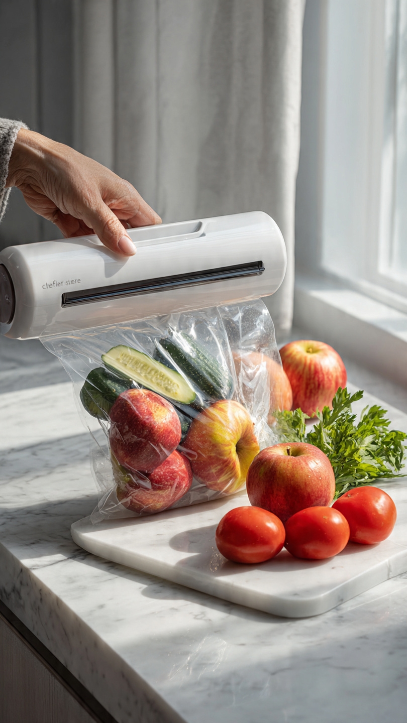 Chef Preserve Compact Vacuum Sealer for Food (Vacuum Sealer Machine + 30 Reusable Vacuum Bags) Powerful Handheld Vacuum Sealer Machine, Seal Meal Saver, Portable Food Sealer - Image 5