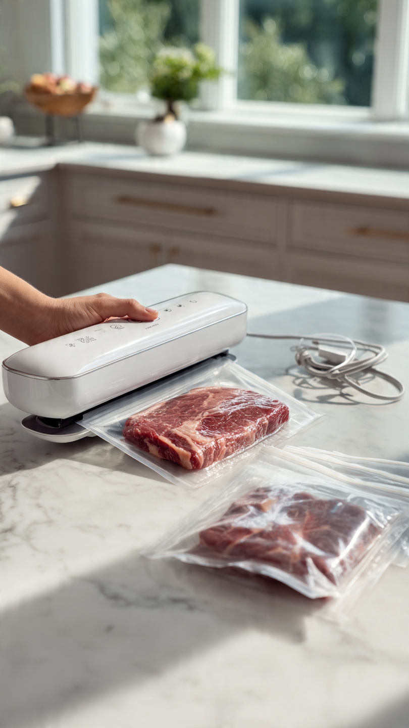Chef Preserve Compact Vacuum Sealer for Food (Vacuum Sealer Machine + 30 Reusable Vacuum Bags) Powerful Handheld Vacuum Sealer Machine, Seal Meal Saver, Portable Food Sealer - Image 3