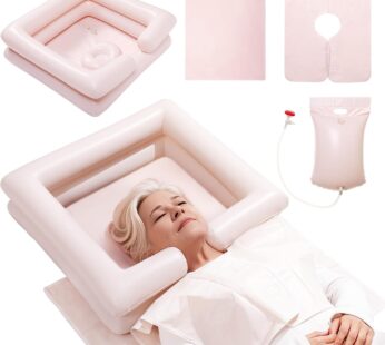 Inflatable Bedside Shampoo Set with Water Bag and Waterproof Shawl. Wash Hair in Bed for Children, the Elderly, Pregnant Women, Post-surgery or Bedridden Patients. Water Bag Capacity 2.1 Gallons (8L)