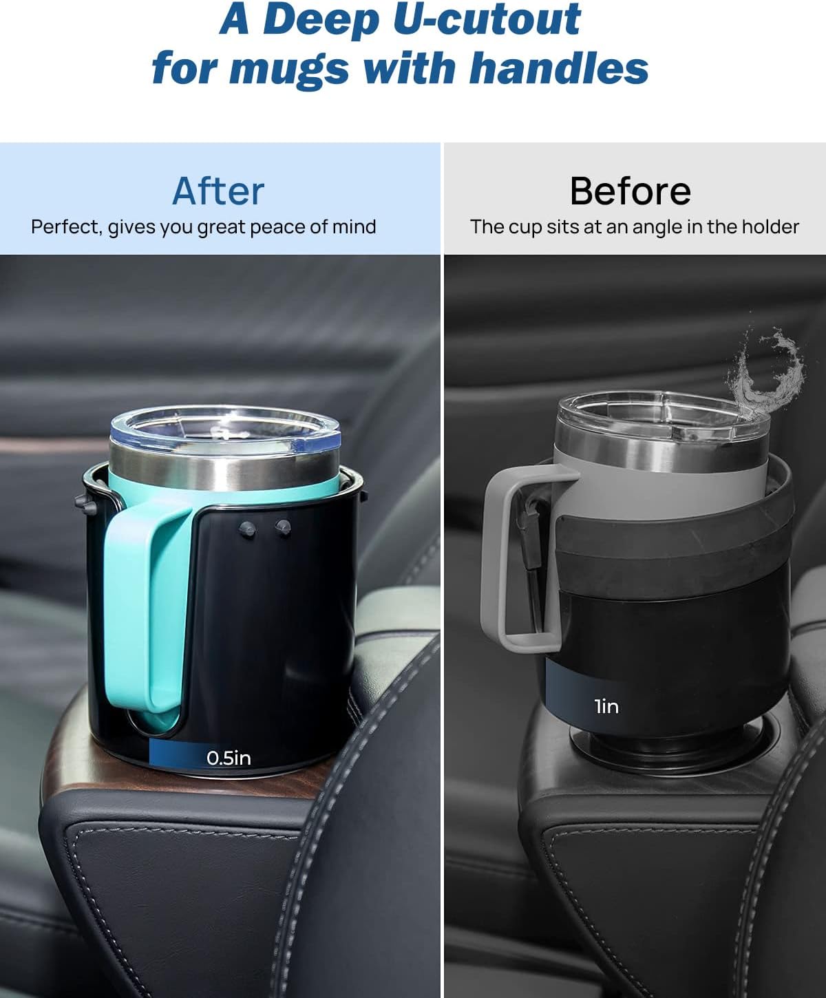 JOYTUTUS Large Stable Cup Holder Expander for YETI, Hydro Flask, Hold 18-40 oz Bottles and Mugs, Car Cup Holder Adapter with Adjustable Rubber Base - Image 2