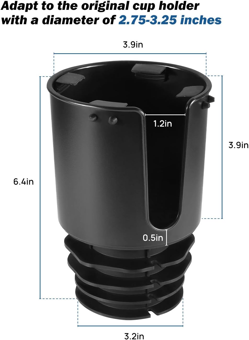 JOYTUTUS Large Stable Cup Holder Expander for YETI, Hydro Flask, Hold 18-40 oz Bottles and Mugs, Car Cup Holder Adapter with Adjustable Rubber Base - Image 3