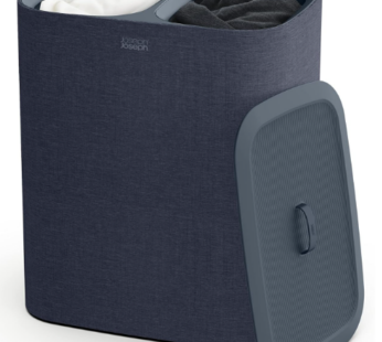 Joseph Joseph Tota 90 liter/23.8 gallon Laundry Hamper Separation Basket with lid, 2 Removable Washing Bags with Handles – Dark Blue
