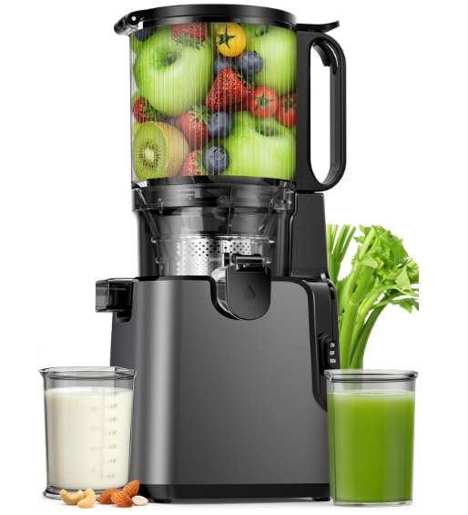 Juicer Machines with 5.4"" Large Feed Chute, 400W Cold Press Juicer for Whole Vegetables and Fruits, Slow Masticating juicer Easy to Clean Juice Extractor Machine High Juice Yield(Titanium Gray)