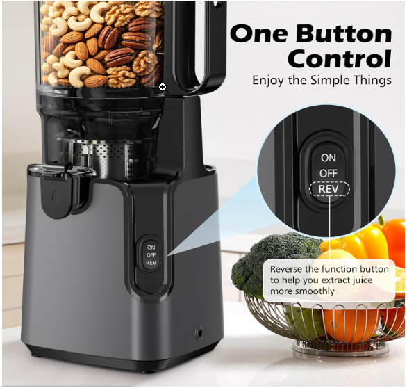 Juicer Machines with 5.4"" Large Feed Chute, 400W Cold Press Juicer for Whole Vegetables and Fruits, Slow Masticating juicer Easy to Clean Juice Extractor Machine High Juice Yield(Titanium Gray) - Image 8
