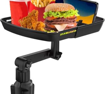 Larger Cup Holder Tray, 10 inch Car Food Tray for Eating, Detachable 3 in 1 Car Cup Holder Expander and 360° Rotating Car Cup Holder Tray Table with Phone Holder, Road Trip Essentials