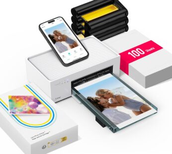 Liene M100 4×6” Photo Printer, Phone Printer 100 Sheets & 3 Cartridges, Full-Color Photo, Portable Instant Photo Printer for iPhone Android, Thermal Dye Sublimation, Wi-Fi Picture Printer 100 Papers