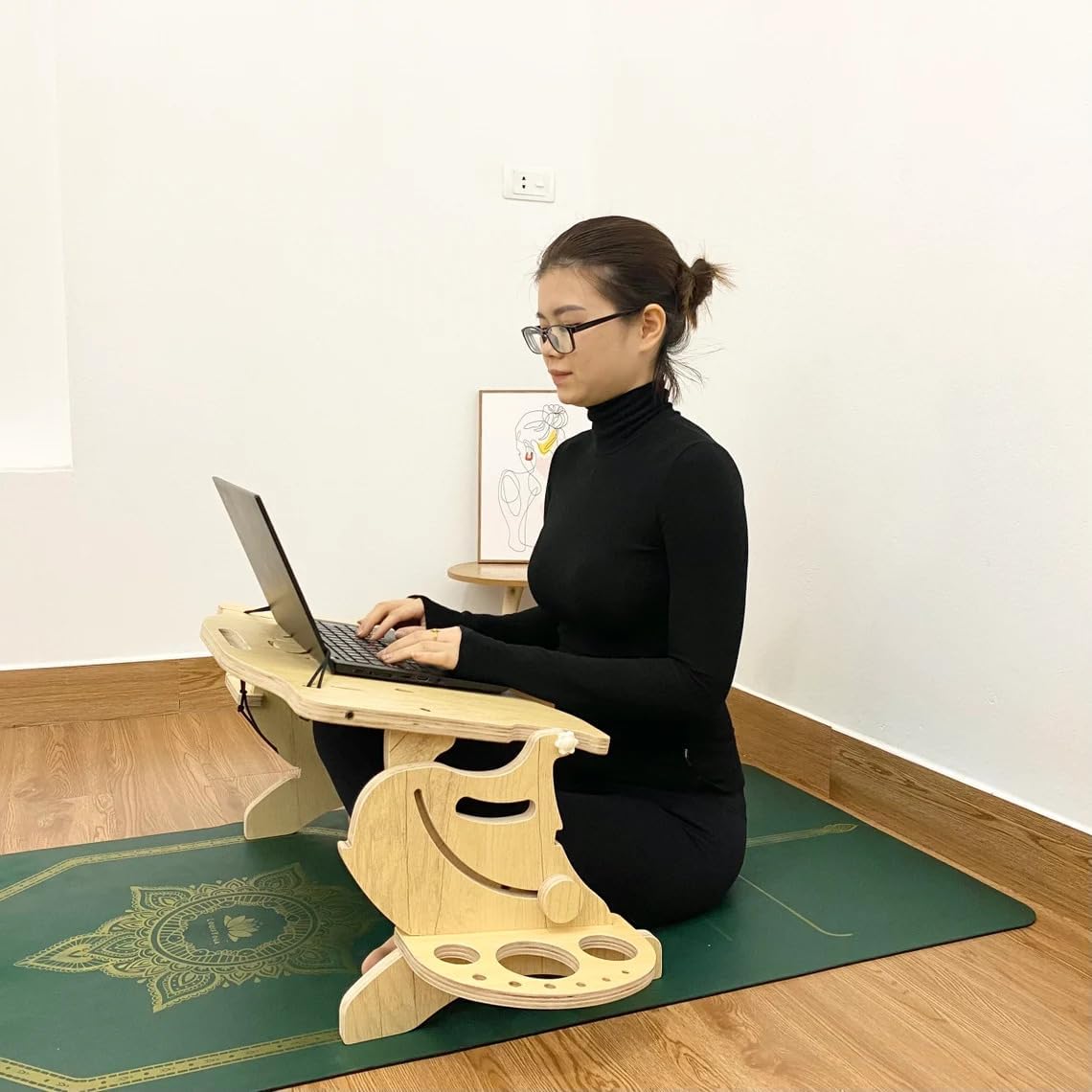 Wooden Laptop Desk for Lying Down Sitting Posture, Helping to Relax The Neck & Back, Various Positions, 24 "W x 15 "H x 20 "D, Watching Movies for Bed Sofa Couch - Image 3