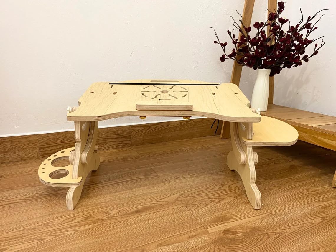 Wooden Laptop Desk for Lying Down Sitting Posture, Helping to Relax The Neck & Back, Various Positions, 24 "W x 15 "H x 20 "D, Watching Movies for Bed Sofa Couch - Image 4