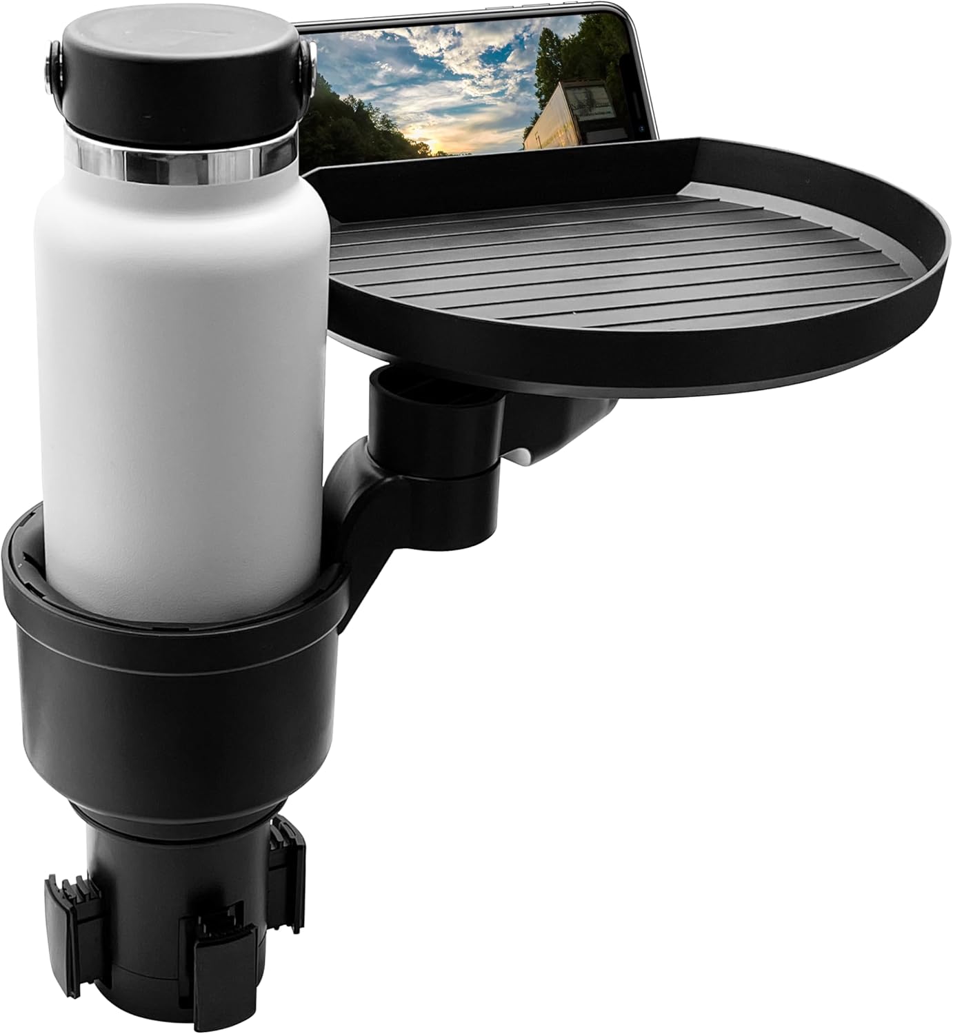 Macally Car Cup Holder Tray and Cup Holder Expander with Phone Slot - Enjoy Your Meal - 9" Food Tray Table and Drink Holder for Yeti, Hydroflask, etc.