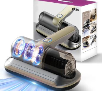 PATO Mattress Vacuum Cleaner, Wireless Handheld Bed Vacuum Cleaner With UV-C Light, HEPA Filter and Ultrasonic Vibration, 12KPa, Suitable for Beds, Sofas, Car Seats, Carpets (golden)