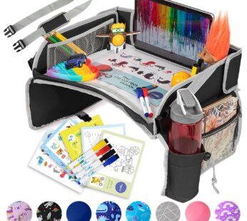 PILLANI Kids Travel Tray for Car – Car Seat Tray for Kids Travel, Car Trays for Kids Roadtrip Essentials, Carseat Table Tray for Kids Road Trip Activities – Toddler Lap Desk Organizer for Airplane