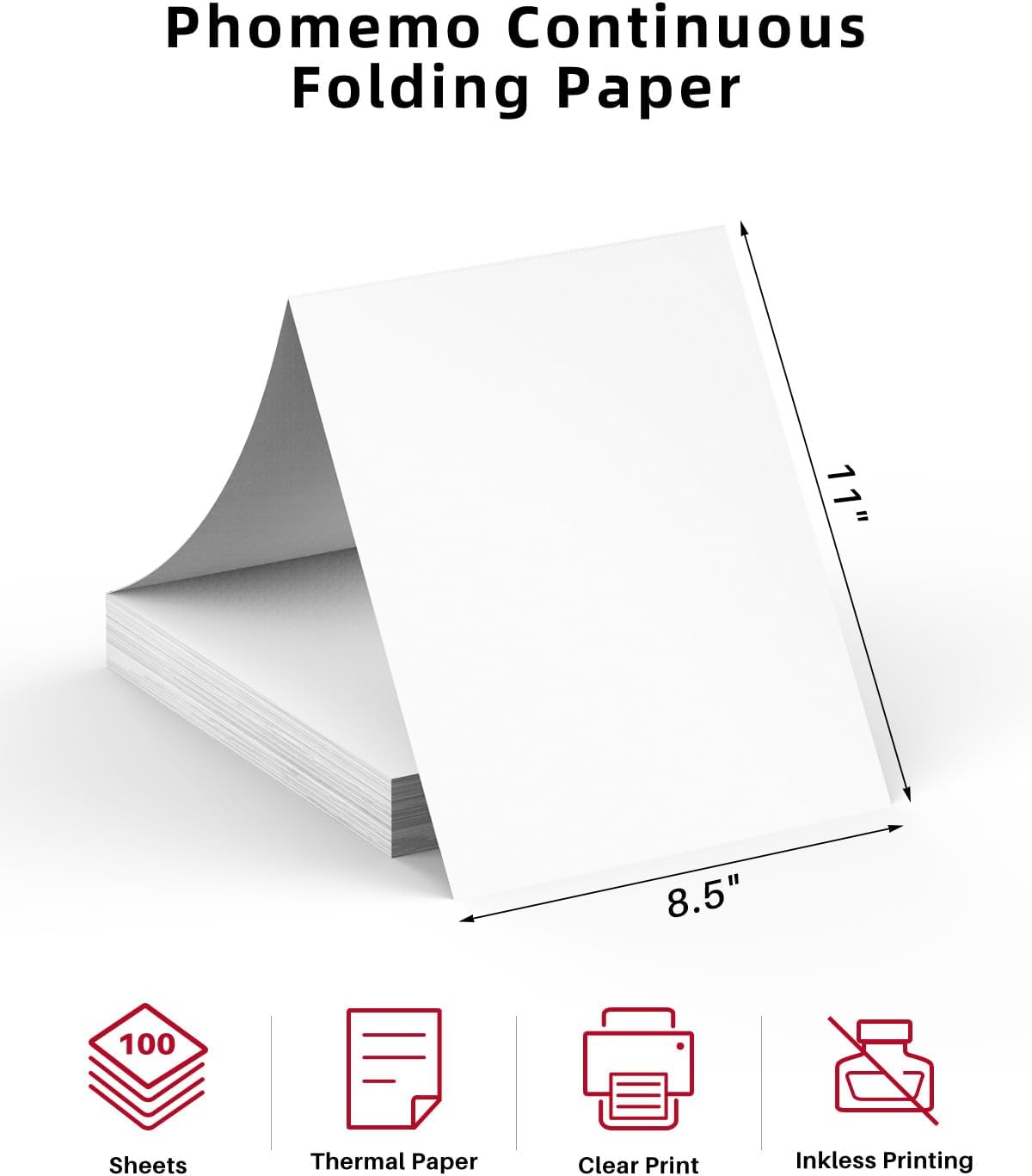 Phomemo US Letter Thermal Printer Paper,Continuous Phomemo M08F Thermal Paper,Compatible with M08F-Letter, M08D, TATTMUSE A285M, with Brother Letter Portable Printer, Size 8.5" x 11",200 Sheets - Image 3