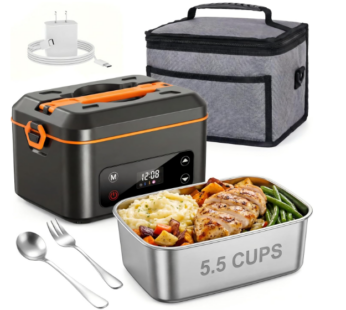 RUDAP Cordless Electric Lunch Box – 24,000mAh Rechargeable 1.2L Portable Food Warmer with 5 Heating Modes